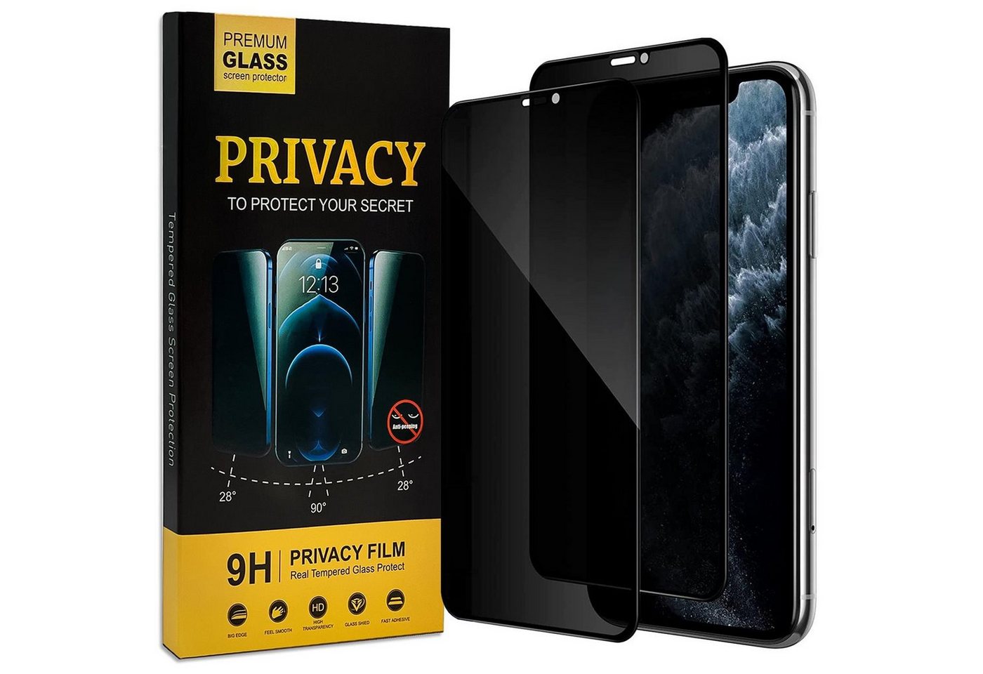 CoolGadget Schutzfolie Sichtschutz Panzerfolie für iPhone 11 Pro, (Spar-Set 2in1, Fullscreen), Privacy Fullscreen Glas 2 Anti-Spy Schutzfolie für iPhone 11 Pro Folie von CoolGadget