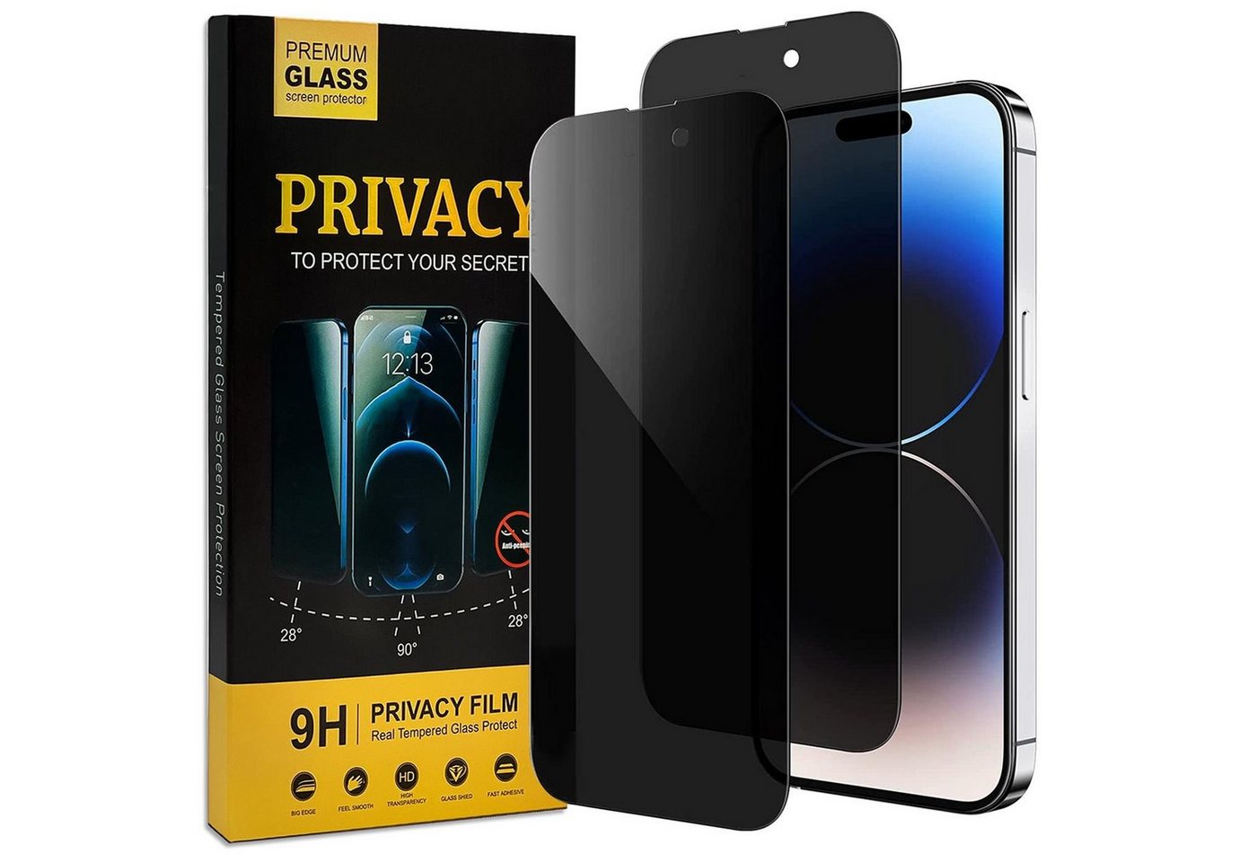 CoolGadget Schutzfolie Sichtschutz Panzerfolie für iPhone 14 Pro Max, (Spar-Set 2in1, Fullscreen), Privacy Glas 2x Anti-Spy Schutzfolie für iPhone 14 Pro Max Folie von CoolGadget