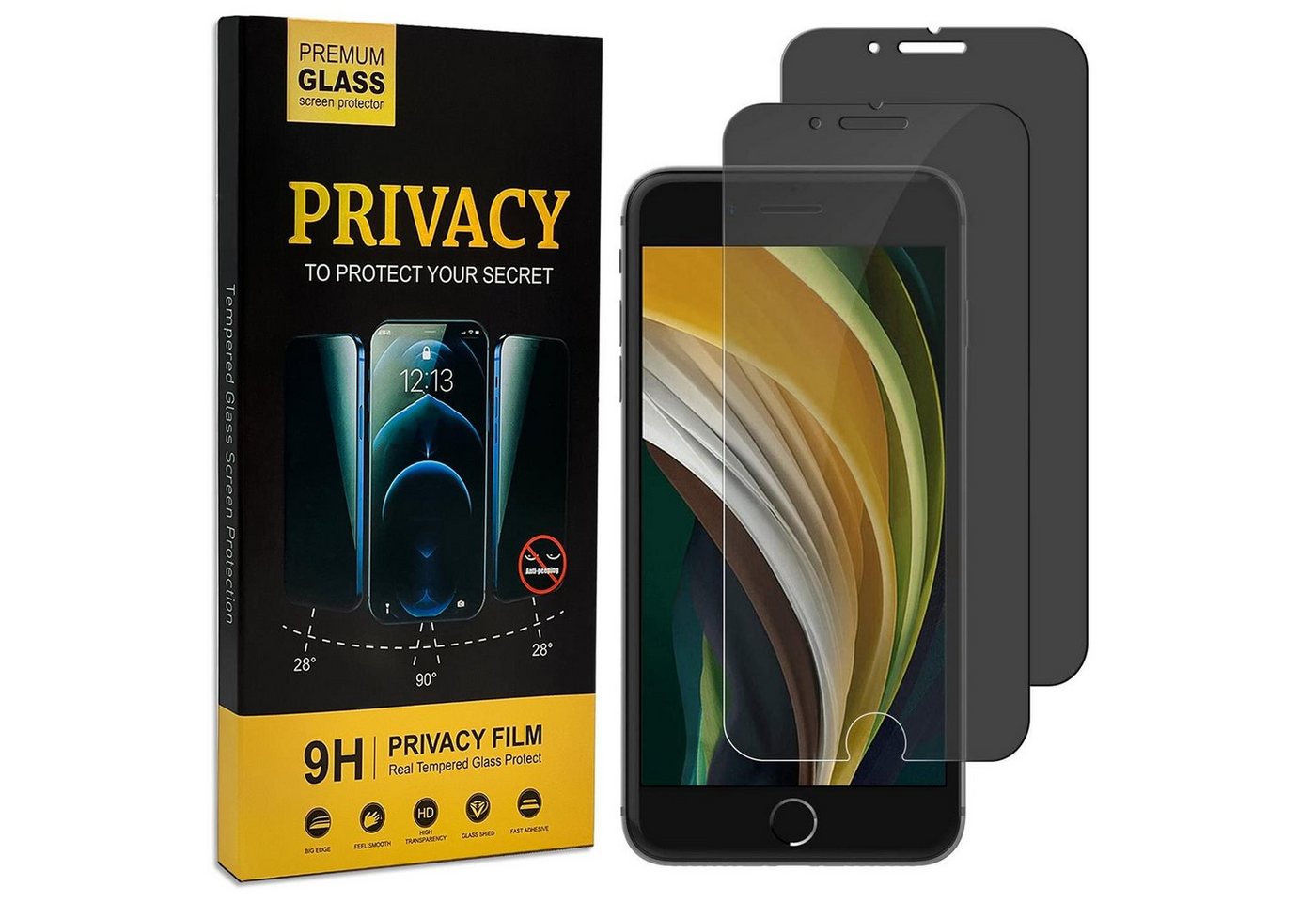 CoolGadget Schutzfolie Sichtschutz Panzerfolie für iPhone 7 / 8, (Spar-Set 2in1, Fullscreen), Privacy Fullscreen Glas 2x Anti-Spy Schutzfolie für iPhone 7 / 8 Folie von CoolGadget