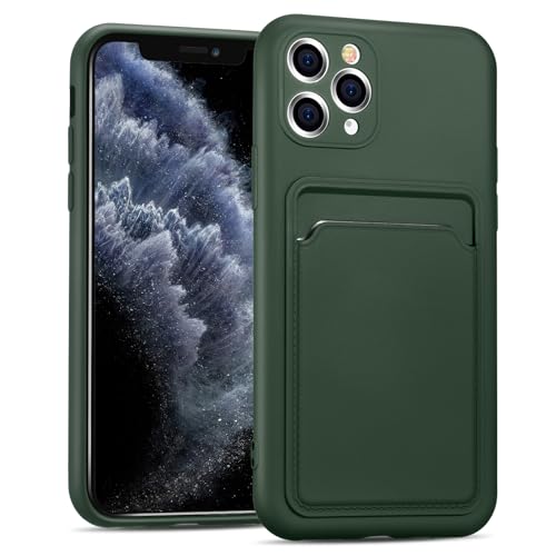 CoolGadget iPhone 11 Pro Max TPU Case - Ultra Slim Handyhülle mit Mikrofaser Kartenfach, Stilvolles Schutzcover, Grün von CoolGadget