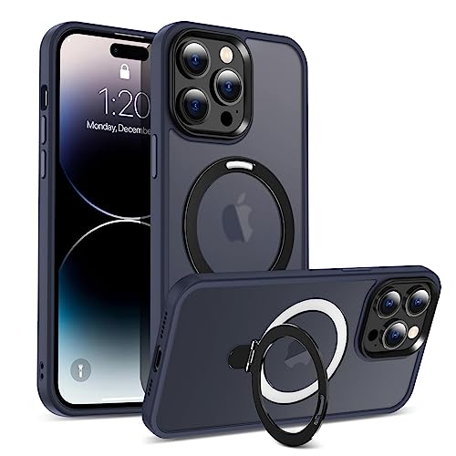 CoolGadget iPhone 12/12 Pro Silikon Case - MagSafe-kompatibel mit Ringhalter, Matt-Transparent, Erhöhter Kameraschutz, Robuster Bumper, Dunkelblau von CoolGadget