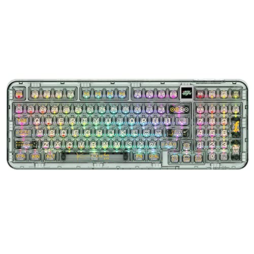 CoolKiller drahtlose mechanische Tastatur, wiederaufladbare Gaming-Tastatur mit RGB Hintergrundbeleuchtung, heiße austauschbare Tastatur mit Dichtungsstrukturen für Windows/Mac CK98 von CoolKiller