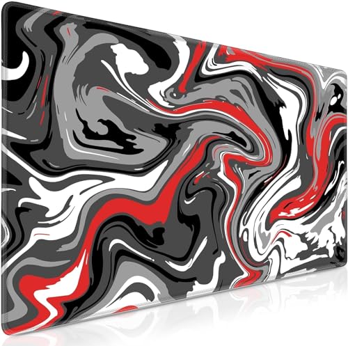 Premium Gaming Mauspad XXL 900 x 400 mm - Abstrakte Wirbel in Schwarz, Weiß und Rot - Wasserdicht & rutschfest - Genähte Kanten für Haltbarkeit - Großes Mousepad Premium Gaming Mauspad XXL 900 x 400 mm - Abstrakte Wirbel in Schwarz, Weiß und Rot - Wasserdicht & rutschfest - Genähte Kanten für Haltbarkeit - Großes Mousepad von CoolNovel