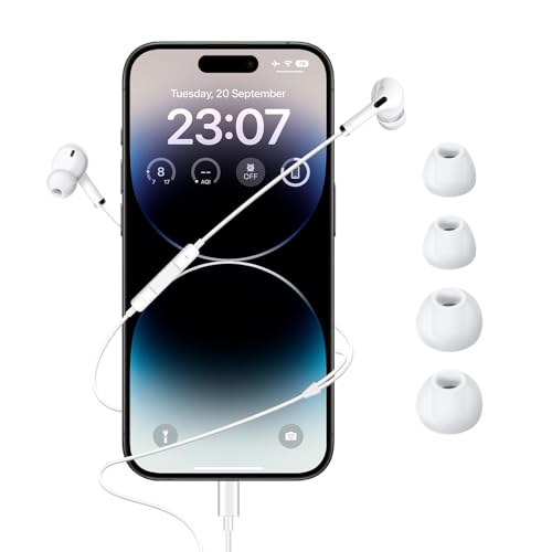 Coolden iPhone Kopfhörer mit Kabel In-Ear Kopfhörer HiFi Audio Stereo Anschluss Ohrhörern mit Mikrofon und Lautstärkeregler Kompatibel mit iPhone 14/13/12/11/X/XS/SE/XR/8/7 Weiß von Coolden
