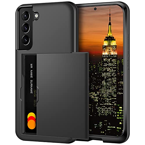 Coolden Handyhülle für Samsung Galaxy S23 Hülle mit Kartenfach Armor Stoßfest Hülle Silikon Weiches TPU Bumper Cover Case Heavy Duty Schutzhülle Brieftasche Etui Handyhülle für Samsung S23 Schwarz von Coolden