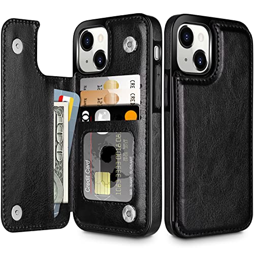 Coolden Handyhülle für iPhone 14 Plus Hülle Premium Klappbar Leder Hülle mit Kartenfach Ständer Magnetische Flip Case Stoßfeste Schutzhülle Brieftasche Cover Hülle für iPhone 14 Plus 6.7 Zoll Schwarz von Coolden