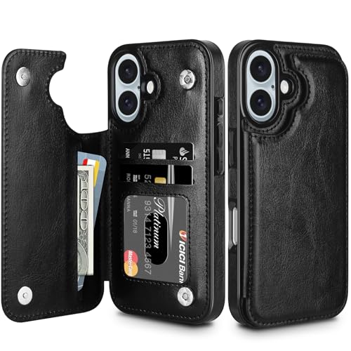 Coolden Handyhülle für iPhone 16 Hülle Case Premium Klappbar Leder Hülle mit Kartenfach Ständer Magnetische Flip Case Cover Spange Stoßfeste Schutzhülle Brieftasche Hülle für iPhone 6,1" Schwarz Coolden Handyhülle für iPhone 16 Hülle Case Premium Klappbar Leder Hülle mit Kartenfach Ständer Magnetische Flip Case Cover Spange Stoßfeste Schutzhülle Brieftasche Hülle für iPhone 6,1" Schwarz von Coolden