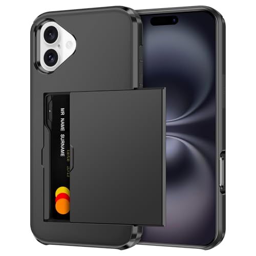 Coolden Handyhülle für iPhone 16 Plus Hülle Case mit Kartenfach Armor Stoßfest Hülle Silikon Weicher TPU Harte PC Bumper Cover Heavy Duty Schutzhülle Brieftasche Etui für iPhone 16 Plus Schwarz Coolden Handyhülle für iPhone 16 Plus Hülle Case mit Kartenfach Armor Stoßfest Hülle Silikon Weicher TPU Harte PC Bumper Cover Heavy Duty Schutzhülle Brieftasche Etui für iPhone 16 Plus Schwarz von Coolden