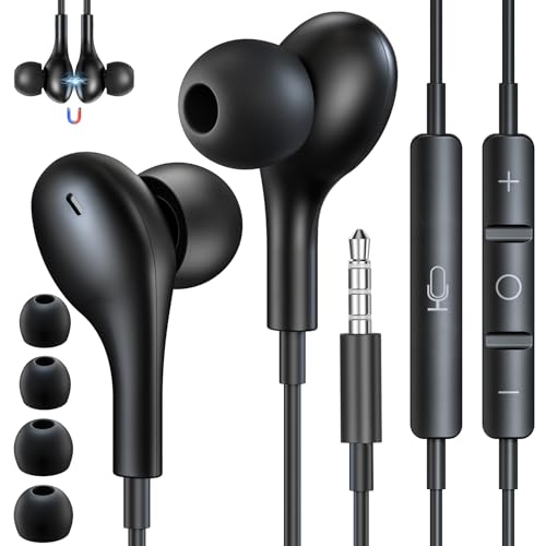 Coolden In-Ear Kopfhörer Kabel mit Mikrofon & Lautstärkeregler Stereo Noise Cancelling Kabel Kopfhörer 3.5 mm Universal Jack Kopfhörer & Ohrhörer für Samsung Huawei iPad Android MP3 etc Schwarz von Coolden