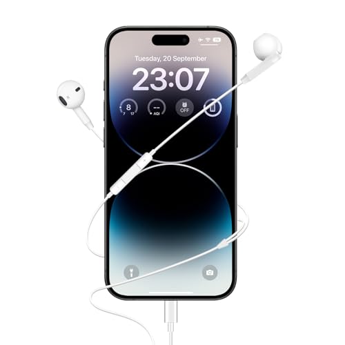 Coolden Kopfhörer für iPhone Kopfhörer mit Kabel In-Ear Kopfhörer HiFi Sound mit Mikrofon und Lautstärkeregelung Noise Cancelling Ohrhörer für iPhone 14/Pro/13/12/11/XR/8 Unterstützt alle iOS Weiß Coolden Kopfhörer für iPhone Kopfhörer mit Kabel In-Ear Kopfhörer HiFi Sound mit Mikrofon und Lautstärkeregelung Noise Cancelling Ohrhörer für iPhone 14/Pro/13/12/11/XR/8 Unterstützt alle iOS Weiß von Coolden