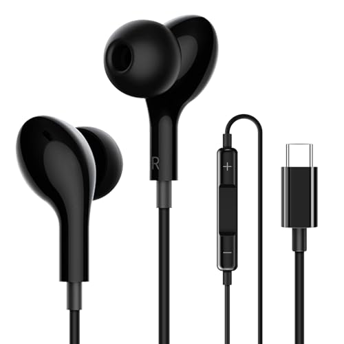 Coolden Kopfhörer mit Kabel für iPhone 15/15 Pro/15 Pro Max/15 Plus Kopfhörer HiFi-Audio Stereo In-Ear Ohrhörer mit Mikrofon und Lautstärkeregler In-Ear Kopfhörer Kompatibel mit iPhone 15 Schwarz von Coolden