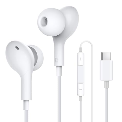 Coolden Kopfhörer mit Kabel für iPhone 15/15 Pro/15 Pro Max/15 Plus Kopfhörer HiFi-Audio Stereo In-Ear Ohrhörer mit Mikrofon und Lautstärkeregler In-Ear Kopfhörer Kompatibel mit iPhone 15 Weiß von Coolden