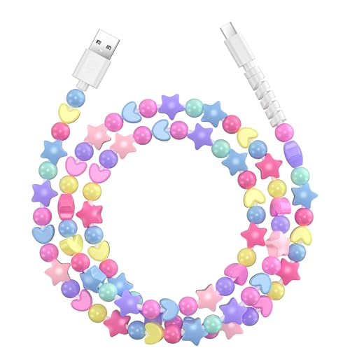 Coolden Ladekabel USB C Kabel 1M 66W USB C Ladekabel Schnellladekabel Stern Perlen Datenkabel für iPhone 15 16 Pro Max Samsung Galaxy S25 S24 A16 A54 MacBook iPad Pro Air Huawei P30/P20/Mate 20 Bunt von Coolden