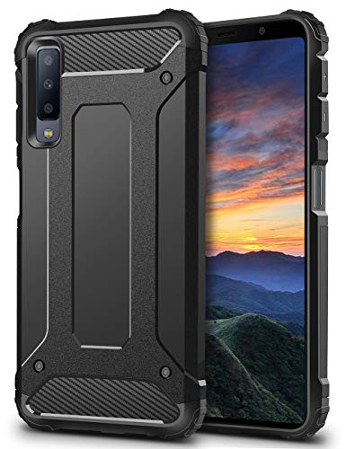 Coolden Samsung Galaxy A7 2018 Hülle, Premium [Armor Serie] Outdoor Stoßfest Schutzhülle Tough Silikon TPU + PC Bumper Cover Doppelschichter Handyhülle für Samsung Galaxy A7 2018 Smartphone - Schwarz von Coolden