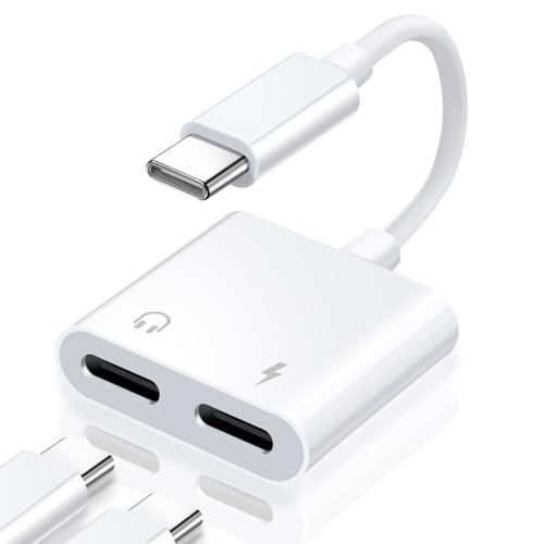 Coolden USB C Kopfhörer Adapter und Laden 2 in 1 USB C Splitter USB C Doppelstecker Adapter Verteiler PD 60W Schnellladung für iPhone15/15 Pro/15 Pro Max, Samsung S24/S23/S22/A54/S10,Huawei Weiß von Coolden