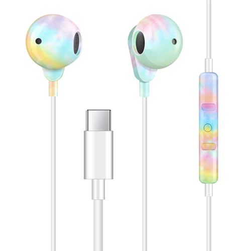 Coolden USB C Kopfhörer für Samsung Galaxy S23 S22 S21 FE S20 A53 A54 In-Ear Kopfhörer mit Kabel Ohrhörer USB Typ C Kopfhörer mit Mikrofon Kompatibel mit iPad, Huawei, Google Pixel, One Plus Bunte von Coolden