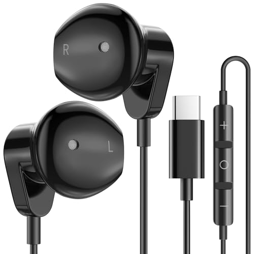 Coolden USB C Kopfhörer für iPhone 15 Kopfhörer mit Kabel HiFi-Audio Stereo In-Ear Ohrhörer mit Mikrofon und Lautstärkeregler In-Ear Kopfhörer Kompatibel mit iPhone 15 Pro/15 Pro Max/15 Plus Schwarz von Coolden