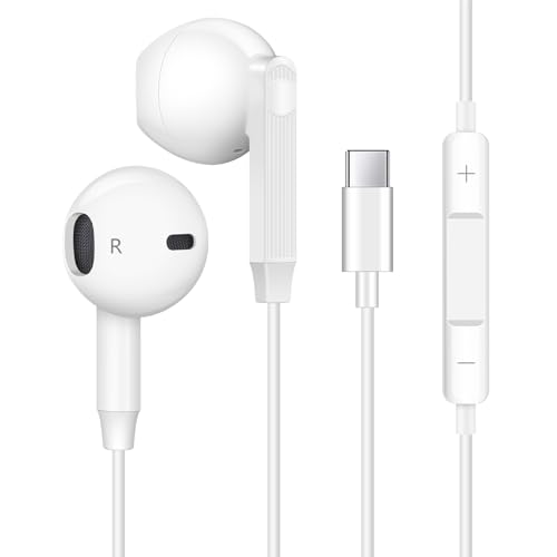 Coolden USB C Kopfhörer für iPhone 16 16 Pro 16 Pro Max Kopfhörer mit Kabel USB Typ C Ohrhörer mit Mikrofon und Lautstärkeregler HiFi Stereo In-Ear Kopfhörer kompatibel mit iPhone 15 Serie Weiß Coolden USB C Kopfhörer für iPhone 16 16 Pro 16 Pro Max Kopfhörer mit Kabel USB Typ C Ohrhörer mit Mikrofon und Lautstärkeregler HiFi Stereo In-Ear Kopfhörer kompatibel mit iPhone 15 Serie Weiß von Coolden