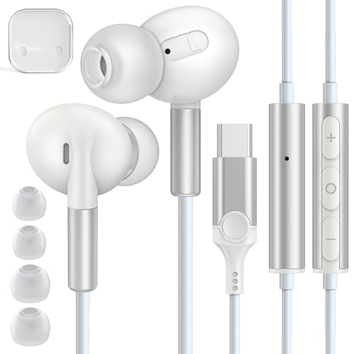 Coolden USB C Kopfhörer für iPhone 16 Pro In Ear Kopfhörer mit Kabel HiFi Stereo Ohrhörer mit Mikrofon und Lautstärkeregler USB Typ C Kopfhörer für iPhone 16 16 Plus 16 Pro Max Samsung Weiß Coolden USB C Kopfhörer für iPhone 16 Pro In Ear Kopfhörer mit Kabel HiFi Stereo Ohrhörer mit Mikrofon und Lautstärkeregler USB Typ C Kopfhörer für iPhone 16 16 Plus 16 Pro Max Samsung Weiß von Coolden