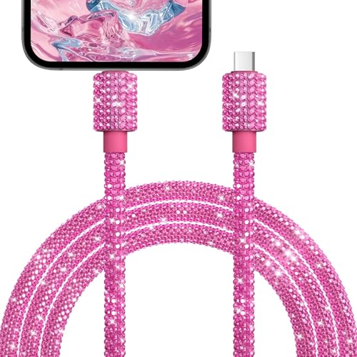 Coolden USB C auf iPhone Kabel 1,2M 60W iPhone Ladekabel Power Delivery Schnellladekabel Glitzer Strass Design USB C Ladekabel für 14/13/12/11 Pro Max/X/XS/XR/8/6/iPad, für USB C Ladegeräte Rosa von Coolden