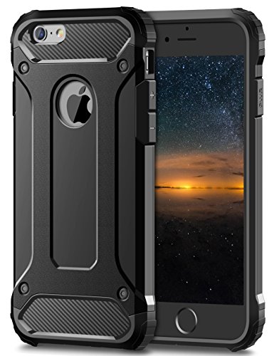 Coolden für iPhone 6s Plus Hülle Premium [Armor Serie] Outdoor Stoßfest Handyhülle iPhone 6 Plus Case Silikon TPU + PC Bumper Cover Doppelschichter Schutzhülle für iPhone 6s Plus/6 Plus (Schwarz) von Coolden