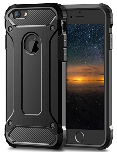 iPhone 7 Hülle, Coolden® Premium [Armor Serie] Militärstandard Outdoor Stoßfest Cover Microfaser Silikon + Carbon Bumper Air Cushion Ecken Schutzhülle für iPhone 7 Handyhülle iPhone 7 (Schwarz) von Coolden