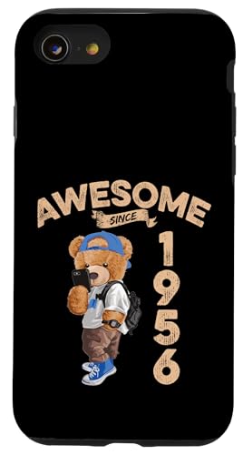 Awesome Since 1956 Lustiger Bär Geschenkidee Kindergarten Hülle für iPhone SE (2020) / 7 / 8 von Coole Teddy Jahrgangsgeschenke Awesome Since