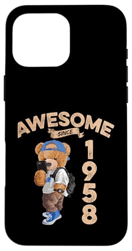 Awesome Since 1958 Lustiger Bär Geschenkidee Kindergarten Hülle für iPhone 16 Pro Max Awesome Since 1958 Lustiger Bär Geschenkidee Kindergarten Hülle für iPhone 16 Pro Max von Coole Teddy Jahrgangsgeschenke Awesome Since