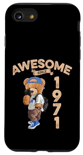 Awesome Since 1971 Lustiger Bär Geschenkidee Kindergarten Hülle für iPhone SE (2020) / 7 / 8 von Coole Teddy Jahrgangsgeschenke Awesome Since
