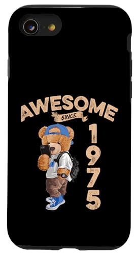 Awesome Since 1975 Lustiger Bär Geschenkidee Kindergarten Hülle für iPhone SE (2020) / 7 / 8 von Coole Teddy Jahrgangsgeschenke Awesome Since