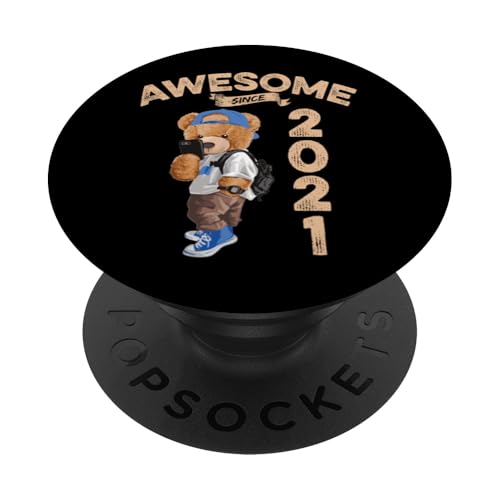Awesome Since 2021 Lustiger Bär Geschenkidee Kindergarten PopSockets Klebender PopGrip von Coole Teddy Jahrgangsgeschenke Awesome Since