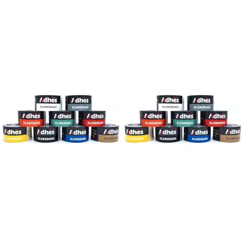 Panzertape Set, 9 Rollen, je 48 mm x 10 m, buntes Klebeband wasserdicht, darunter blau, orange, gelb, grün, weiß, silber, gold, rot, schwarz, Gewebeband, Gewebeklebeband (Packung mit 2) von Cooleben