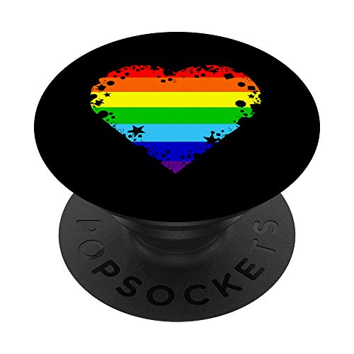 CSD Regenbogen Herzen Love Liebe Heart LGBT Rainbow LGBTQ PopSockets mit austauschbarem PopGrip von Cooler Fingerhalter schön am Handy Mädchen & Jungs