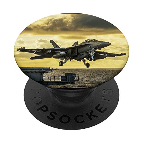 Flugzeug Plane Jet Düsenjet Wolken Landebahn PopSockets PopGrip: Ausziehbarer Sockel und Griff für Handys/Tablets mit Tauschbarem Top von Cooler Fingerhalter schön am Handy Mädchen & Jungs