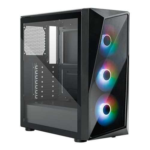 Cooler Master CMP 520 PC-Gehäuse – ATX-Mid-Tower-Gehäuse mit Mesh-Geode-Fronteinlass, 3 x 120mm ARGB-Lüfter, Seitenwand aus gehärtetem Glas, vielseitige Kühlung und Komponentenunterstützung von Cooler Master