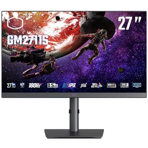 Cooler Master GM2711S 27" Monitor – WQHD (2560 x 1440), 180Hz, MPRT 0,5ms, Ultra-IPS, Farben 95% DCI-P3, DisplayHDR 400, Art-Beschichtung, Low Blue Light, Lautsprecher, DP 1.4, HDMI 2.0 von Cooler Master