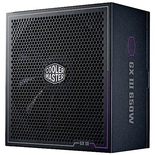 Cooler Master GX III Gold 650 Netzteil – 650 Watt PC-Netzteil, 80 Plus Gold, 90% Effizienz, ATX 3.0-Unterstützung, hohe Temperaturschwelle, 120 mm HDB-Lüfter, Null-RPM-Modus, vollständig modular von Cooler Master