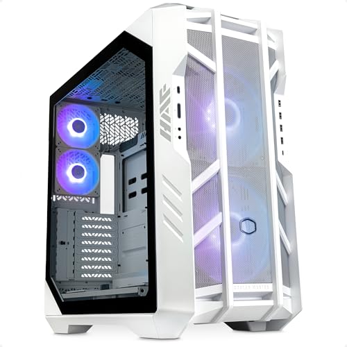 Cooler Master HAF 700 PC-Gehäuse weiß – Full-Tower, E-ATX-kompatibel, 5 x vorinstallierte Lüfter, drehbare Kühlerhalterung, High-Airflow-Kühlung, TG-Seitenwand, inkl. ARGB-Controller von Cooler Master