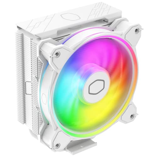 Cooler Master Hyper 212 Halo White CPU-Luftkühler, MF120 Halo² Lüfter, Dual Loop ARGB, Aluminium-Oberabdeckung, 4 Kupfer-Heatpipes, 154 mm (H), Intel LGA1700/1200, Weiss/opulenter Garten von Cooler Master