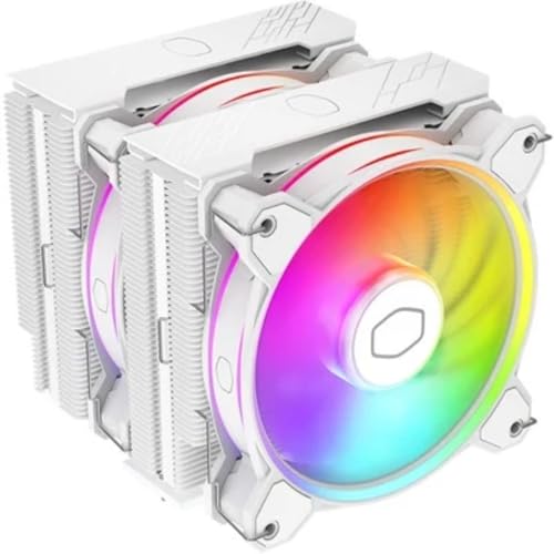Cooler Master Hyper 622 Halo CPU-Luftkühler – Aluminium-Finish, 6 kompakte kontinuierliche Direktkontakt-Heatpipes, Dual-Tower-Kühlkörper, Zwei Halo²-Lüfter, ARGB-Erkennung, LGA1700 & AM5 - Weiß von Cooler Master