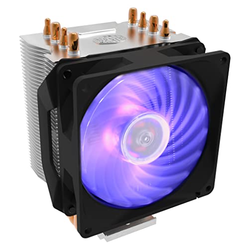 Cooler Master Hyper H410R RGB CPU-Luftkühler - Low-Profile-Kühlsystem, Direktkontakt-Technologie, 4 Kupfer-Heatpipes, Kompakter Aluminium-Kühlkörper mit 92-mm-RGB-PWM-Lüfter - AMD und Intel kompatibel von Cooler Master