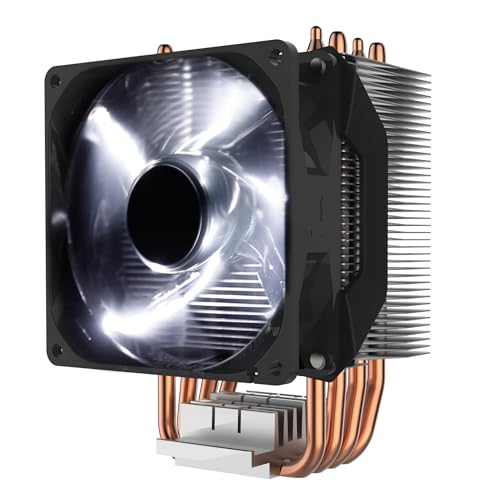 Cooler Master Hyper H411R CPU-Luftkühler - Low-Profile-Kühlsystem, Direktkontakt-Technologie, 4 Kupfer-Heatpipes, kompakter Aluminium-Kühlkörper mit 92mm weißem LED-PWM-Lüfter-AMD und Intel kompatibel von Cooler Master