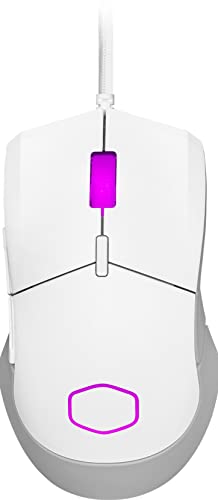 Cooler Master MM310 RGB Ultraleichte 50g Gaming-Maus mit Kabel – NVIDIA Reflex, optischer Sensor PAW3327 (12.000 DPI), 5 programmierbare Tasten, glatt gleitende PTFE-Füße, MasterPlus+ (PC) – Weiß von Cooler Master