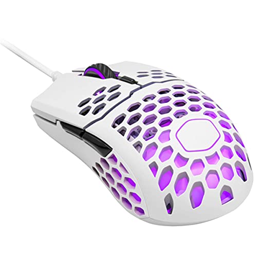 Cooler Master MM711 leichte 60g RGB-LED Maus mit Kabel, Computer-Maus mit Pixart-Sensor (16000 DPI), Omron-Schalter (20 Millionen Klicks), PTFE-Gleitfüße, beidhändige Wabenschale - Matt-Schwarz von Cooler Master