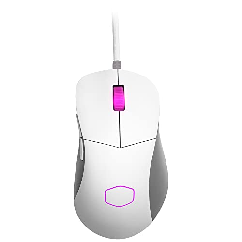 Cooler Master MM730 RGB-LED ultraleichte 48g Wired Gaming Maus – Kabelgebundene Maus mit optischen PixArt PMW3389-Sensor (16K DPI), 70 Millionen Klicks, MasterPlus+ (32K DPI, nur PC) - Mattweiß von Cooler Master