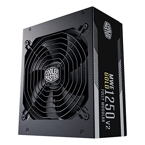 Cooler Master MWE 1250 Gold V2, Modulares PC-Netzteil (EU-Stecker) – 80 Plus Gold, 1050W, Flachkabel, 140mm HDB-Lüfter, 0 RPM-Modus, Hochtemperaturschwelle von Cooler Master