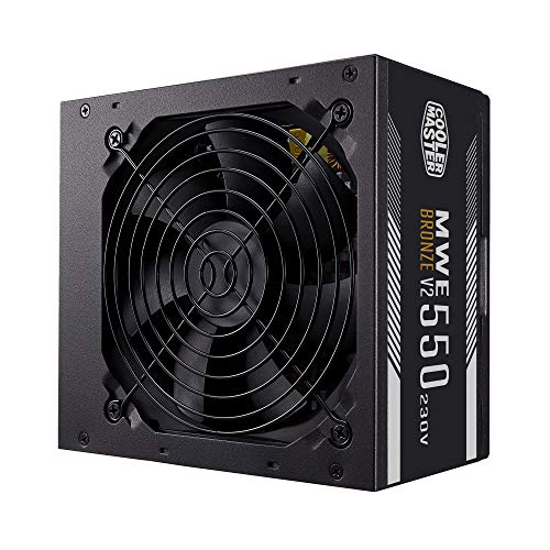 Cooler Master MWE 550 Bronze 230V V2, PC-Netzteil (EU-Stecker), 80 PLUS Bronze, temperaturempfindlichen HDB-Lüfter, DC-DC + LLC-Schaltung mit + 12V-Schiene, nicht modular von Cooler Master