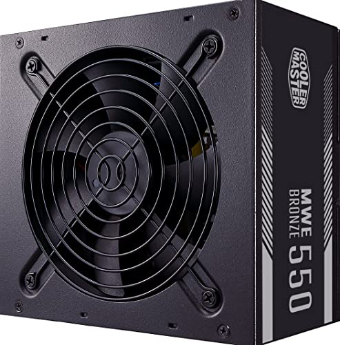 Cooler Master MWE 550 Bronze V2, PC-Netzteil (EU-Stecker), 80 PLUS Bronze, 550 Watt Netzteil mit temperaturempfindlichen HDB-Lüfter, DC-DC + LLC-Schaltung mit + 12V-Schiene, nicht modular von Cooler Master