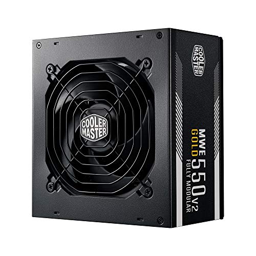 Cooler Master MWE 550 Gold V2, Modulares PC-Netzteil (EU-Stecker), 80 Plus Gold, 550 Watt Netzteil mit Flachkabel, 120mm HDB-Lüfter, Temperaturschwelle 50˚C von Cooler Master