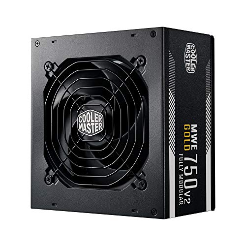 Cooler Master MWE 750 Gold V2, Modulares PC-Netzteil (EU-Stecker), 80 Plus Gold, 750 Watt Netzeil mit Flachkabel, 120mm HDB-Lüfter, Temperaturschwelle 50˚C von Cooler Master